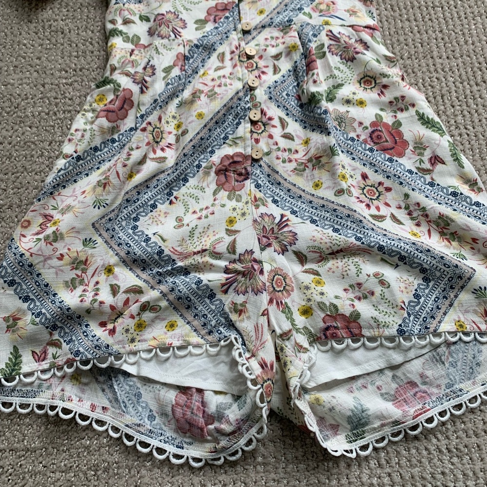 Adorable Patchwork And Lace Romper - image 2